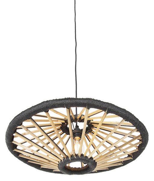 Lampă suspendată orientală din bambus cu negru 60 cm - Evalin