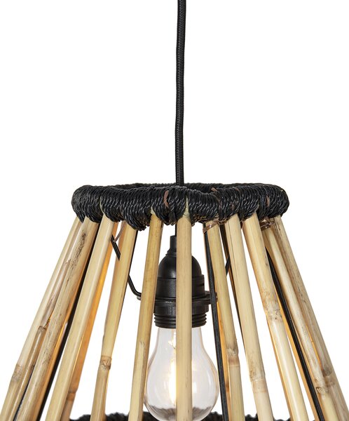 Lampă suspendată orientală din bambus cu negru 32 cm - Evalin