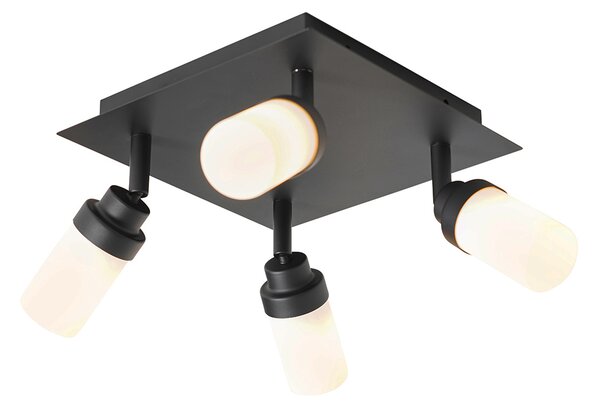 Spotlight modern pentru baie negru cu 4 lumini IP44 - Japie