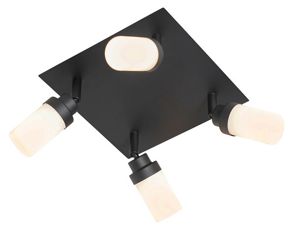 Spotlight modern pentru baie negru cu 4 lumini IP44 - Japie