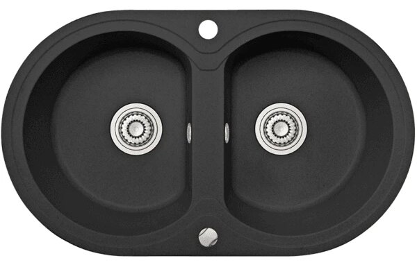 Laveo Dafne, chiuvetă din granit cu 2 camere 780x470x204 mm, negru, LAV-SBD_720T
