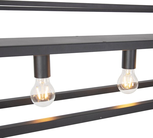 Lampă suspendată industrială neagră cu raft pentru 4 lumini - Cage Rack