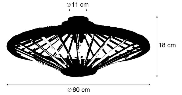 Plafoniera orientala din bambus cu negru 60 cm - Evalin