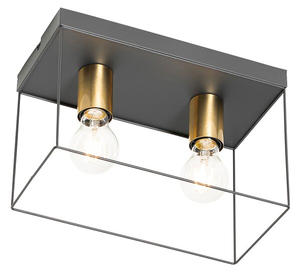 Plafoniera minimalistă neagră cu auriu cu 2 lumini - Kodi