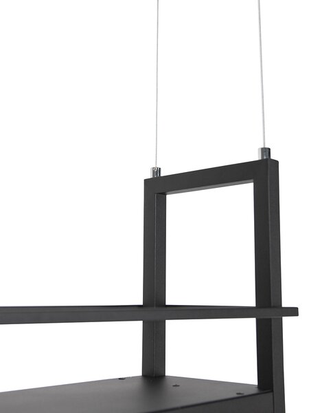 Lampă suspendată industrială neagră cu raft pentru 4 lumini - Cage Rack
