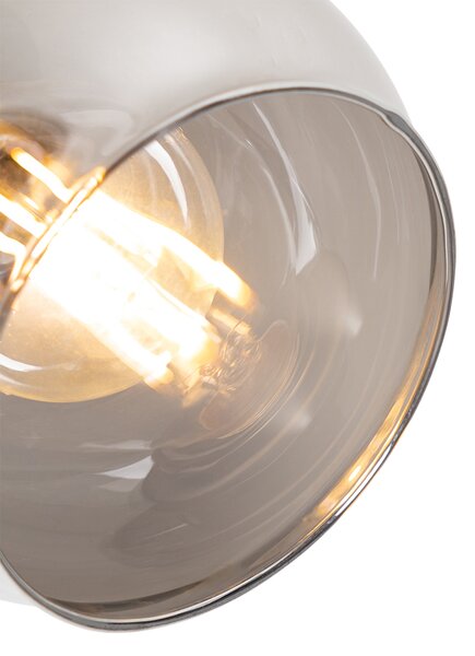 Spotlight Art Deco negru cu sticlă fumurie și lemn - Vidro