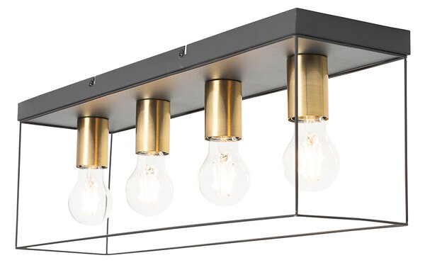 Plafoniera minimalistă neagră cu auriu cu 4 lumini - Kodi