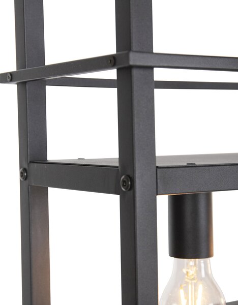 Lampă suspendată industrială neagră cu raft pentru 4 lumini - Cage Rack