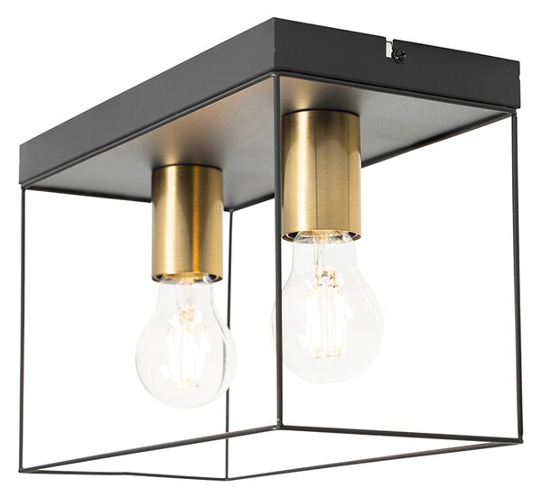 Plafoniera minimalistă neagră cu auriu cu 2 lumini - Kodi