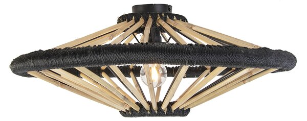 Plafoniera orientala din bambus cu negru 60 cm - Evalin