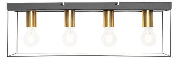 Plafoniera minimalistă neagră cu auriu cu 4 lumini - Kodi
