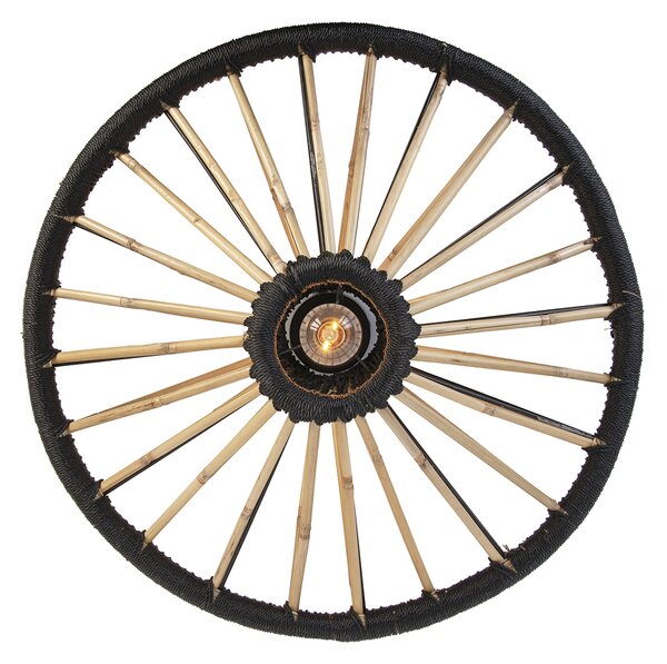 Plafoniera orientala din bambus cu negru 60 cm - Evalin