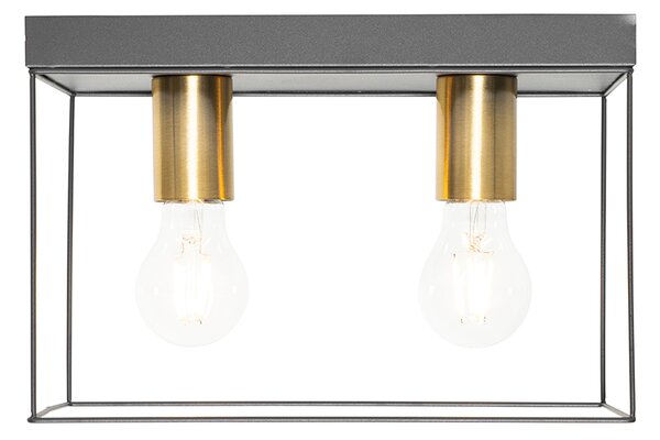 Plafoniera minimalistă neagră cu auriu cu 2 lumini - Kodi