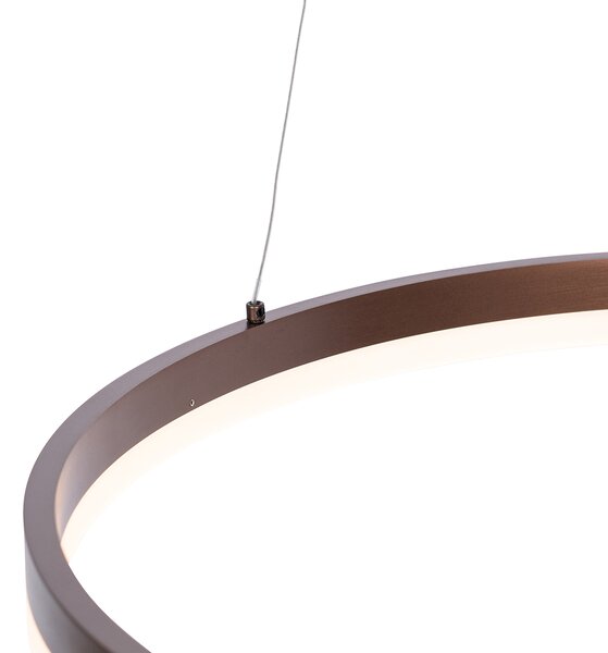 Lampă suspendată bronz închis 60 cm inclusiv LED cu dimmer în 3 trepte - Anello