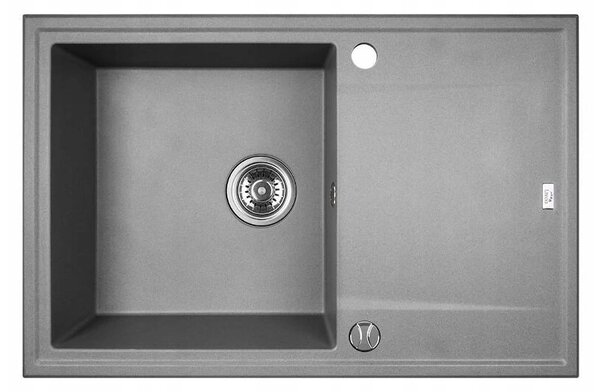Laveo Megalo, chiuvetă de granit cu 1 camer 780x500x185 mm + chiuvetă robinet BKZ_968, gri, lav-sbea511t