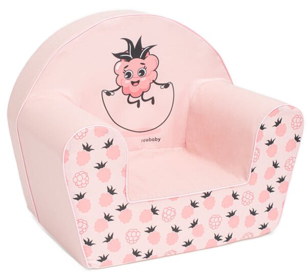 Fotoliu pliabil din burete pentru copii, New Baby, capsunica, roz