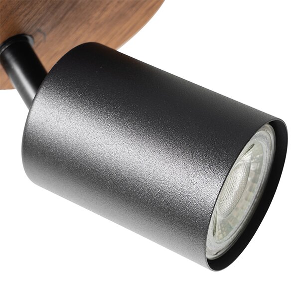 Spotlight industrial negru cu lemn inclinabil - Jeana
