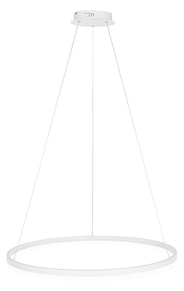 Lampă pendant de design albă 80 cm cu LED inclus cu dimmer în 3 trepte - Anello