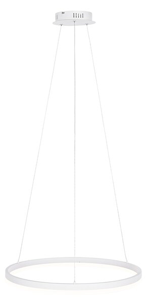 Lampă pendant de design albă 60 cm cu LED inclus, cu dimmer în 3 trepte - Anello
