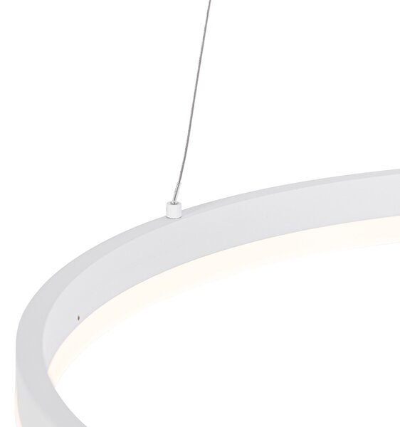 Lampă pendant de design albă 60 cm cu LED inclus, cu dimmer în 3 trepte - Anello