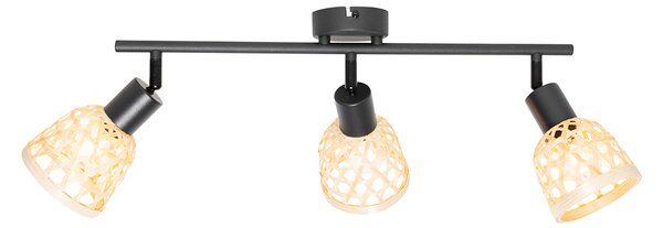 Spotlight oriental negru cu bambus 3 lumini - Rayan