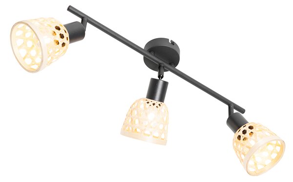 Spotlight oriental negru cu bambus 3 lumini - Rayan