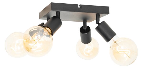 Spotlight modern negru pătrat cu 4 lumini - Facil