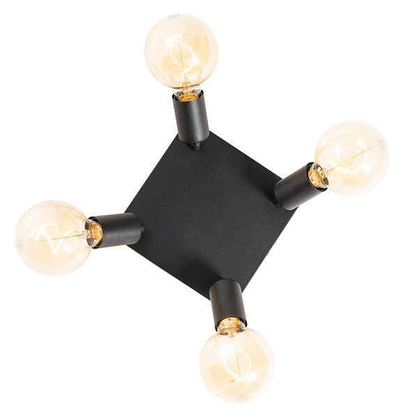 Spotlight modern negru pătrat cu 4 lumini - Facil