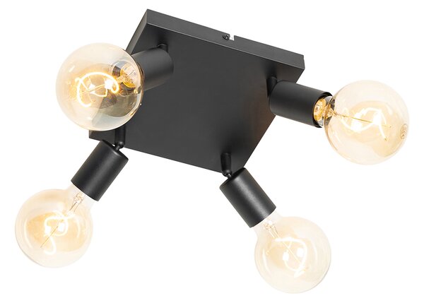 Spotlight modern negru pătrat cu 4 lumini - Facil