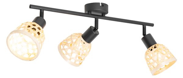 Spotlight oriental negru cu bambus 3 lumini - Rayan