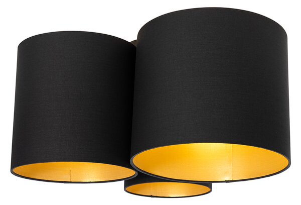 Plafoniera neagră cu interior auriu 3 lumini - Multidrum