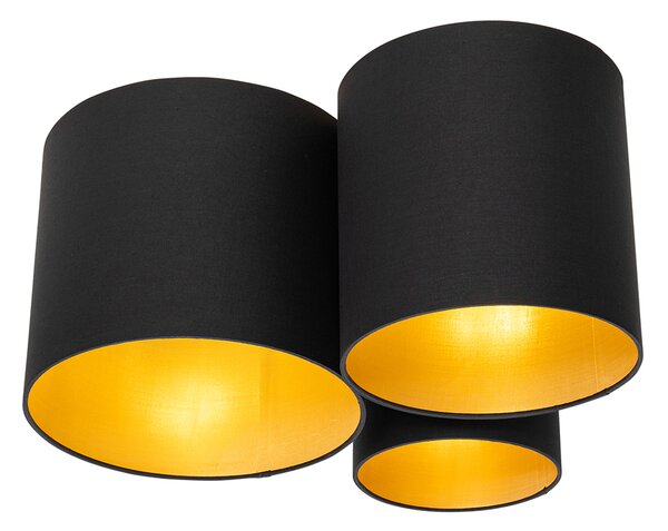 Plafoniera neagră cu interior auriu 3 lumini - Multidrum