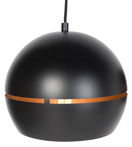 Lampă suspendată inteligentă neagră cu interior auriu, 3 lumini, incl. Wifi ST64 - Buell