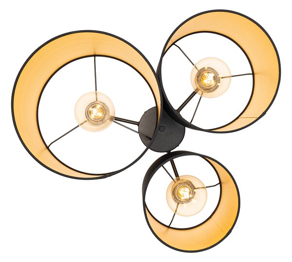 Plafoniera neagră cu interior auriu 3 lumini - Multidrum