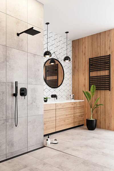 Laveo Pola, set de duș ascuns, negru mat, LAV-BAP_701P
