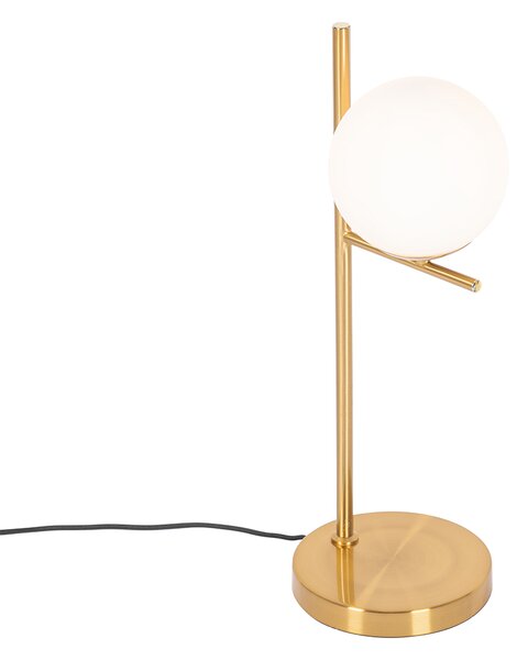 Lampă de masă Art Deco aurie și cu sticlă opalescentă - Flore