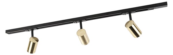 Sistem de iluminat inteligent cu șină negru cu auriu monofazat cu 3 lumini, inclusiv WiFi GU10 - Iconic Jeana