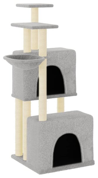 Ansamblu de pisici, stâlpi din funie sisal, gri deschis, 122 cm