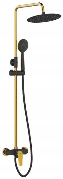 Laveo Rubio, set de dus cu robinet cu maneta 150 mm, negru mat-auriu lucios, LAV-PVR_7GOB