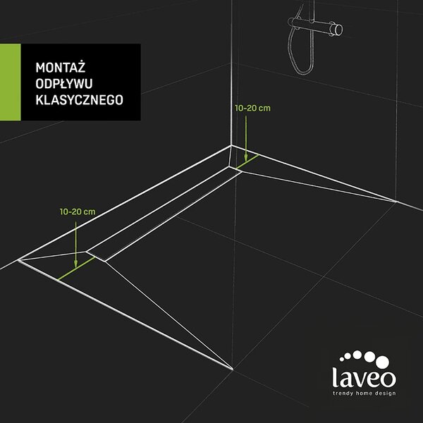 Laveo Slim, scurgere de duș 50 cm, negru, LAV-COS_750D