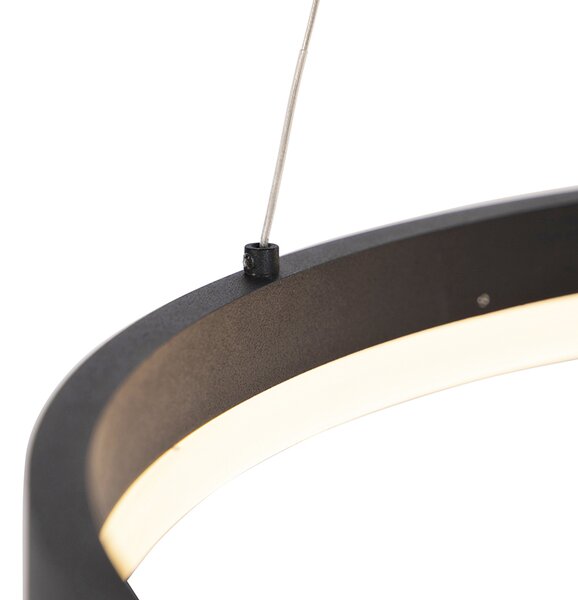 Lampă suspendată de design neagră 60 cm cu LED inclus cu dimmer în 3 trepte - Anello