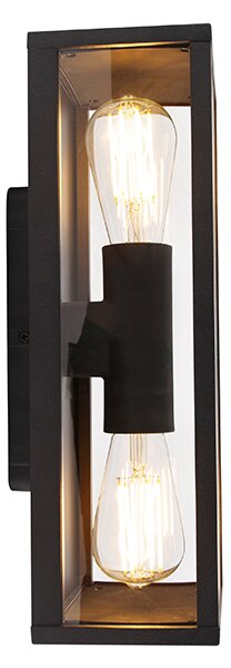 Lampă de perete inteligentă neagră 38 cm 2 lumini IP44 Incl. Wifi ST64 - Charlois