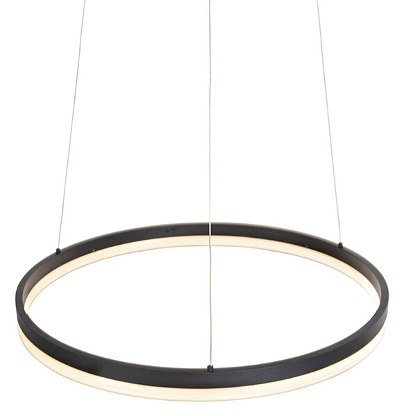 Lampă suspendată de design neagră 60 cm cu LED inclus cu dimmer în 3 trepte - Anello