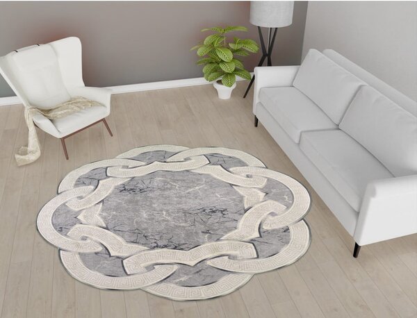 Covor rotund gri ø 80 cm - Vitaus