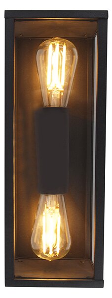 Lampă de perete inteligentă neagră 38 cm 2 lumini IP44 Incl. Wifi ST64 - Charlois