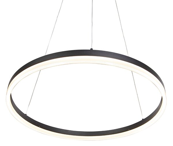 Lampă suspendată de design neagră 60 cm cu LED inclus cu dimmer în 3 trepte - Anello