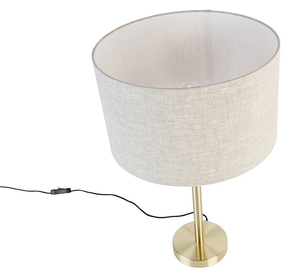 Lampă de masă clasică din alamă cu abajur gri deschis 35 cm - Simplo