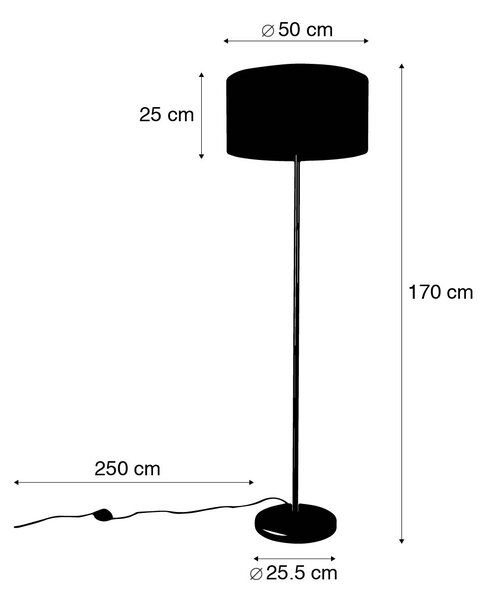 Lampă de podea neagră cu abajur alb 50 cm - Simplo