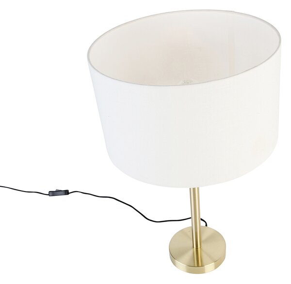 Lampă de masă clasică din alamă cu abajur alb 35 cm - Simplo