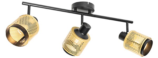 Spotlight industrial negru cu auriu 3 lumini - Kayden